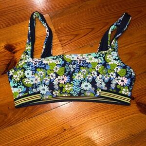 Aerie Floral Swim Top - Blue and Green